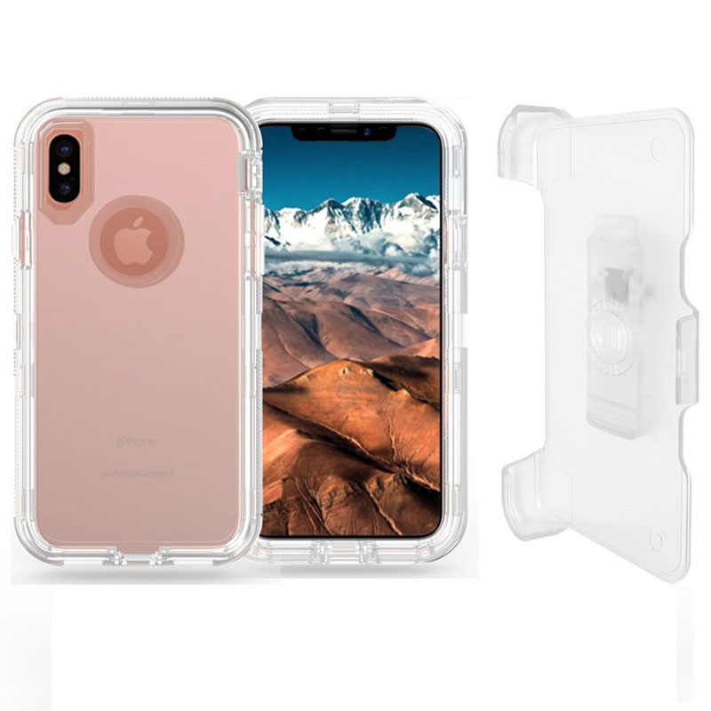 iPHONE Xr 6.1in Transparent Clear Armor Robot Case with Clip (Clear)